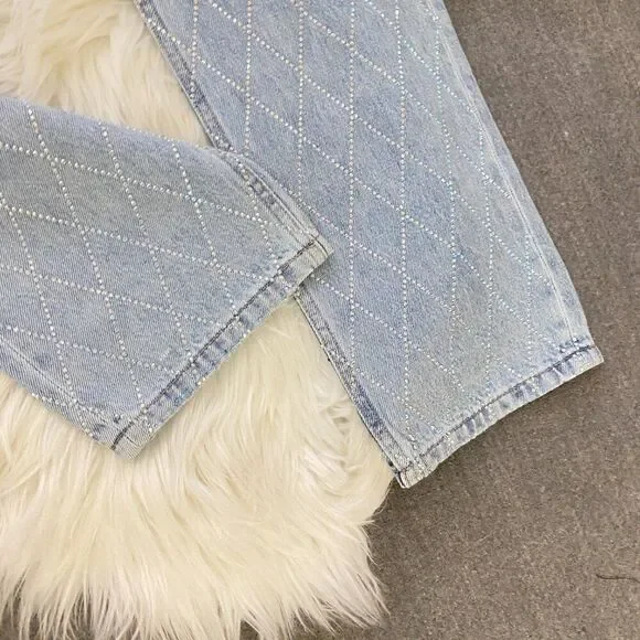 Zara Diamond Patterned Blue Jeans - Picture 6 of 8